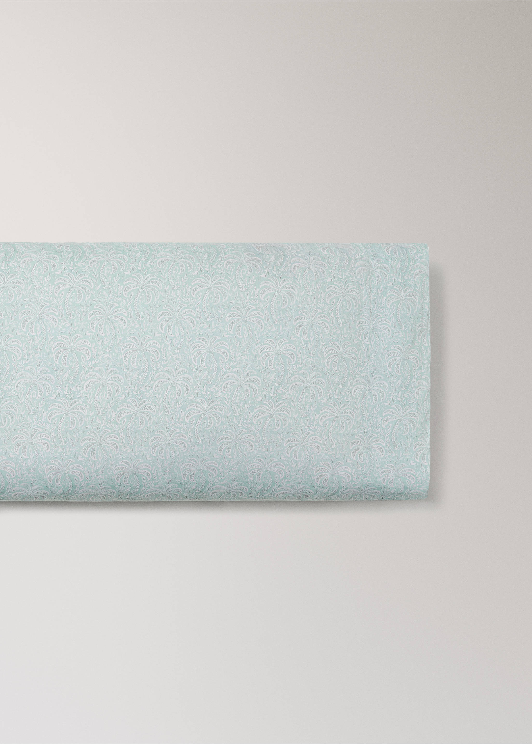 Percale cotton palm tree pillow cover 45x110 cm - Article without model, Pastel Green. Ref: 27004076-00.