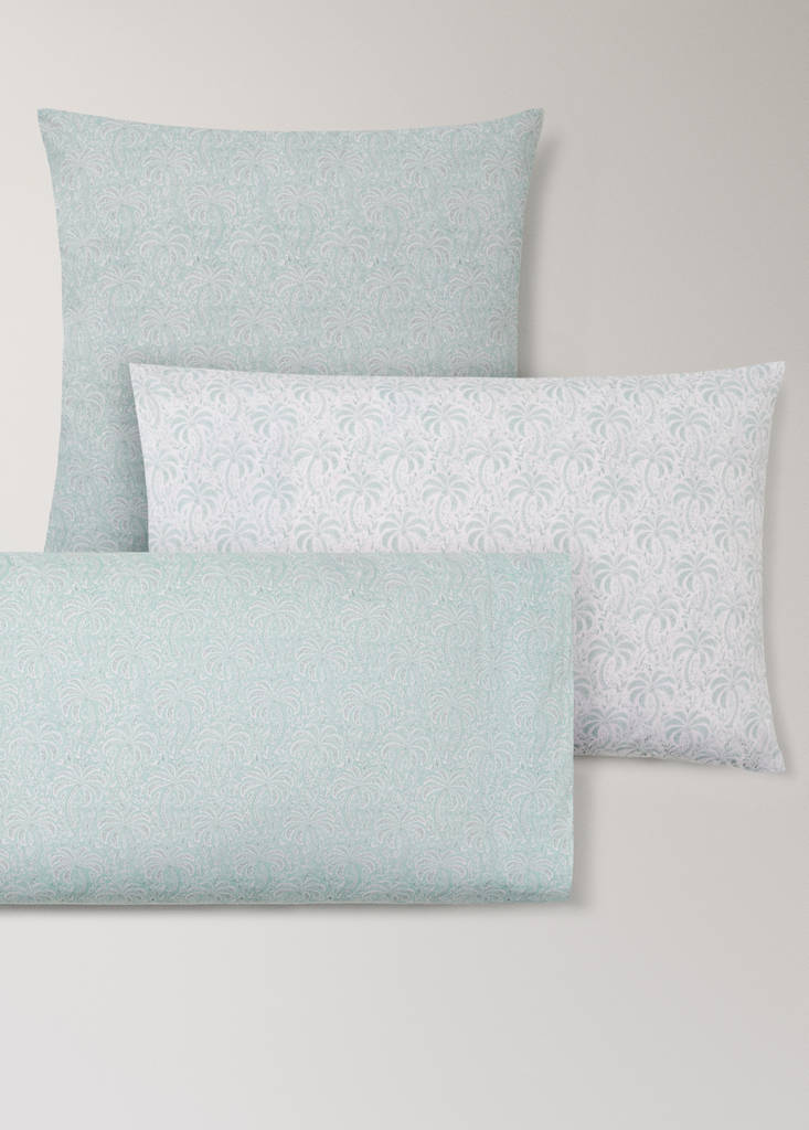 Percale cotton palm tree pillow cover 45x110 cm — Pastel Green