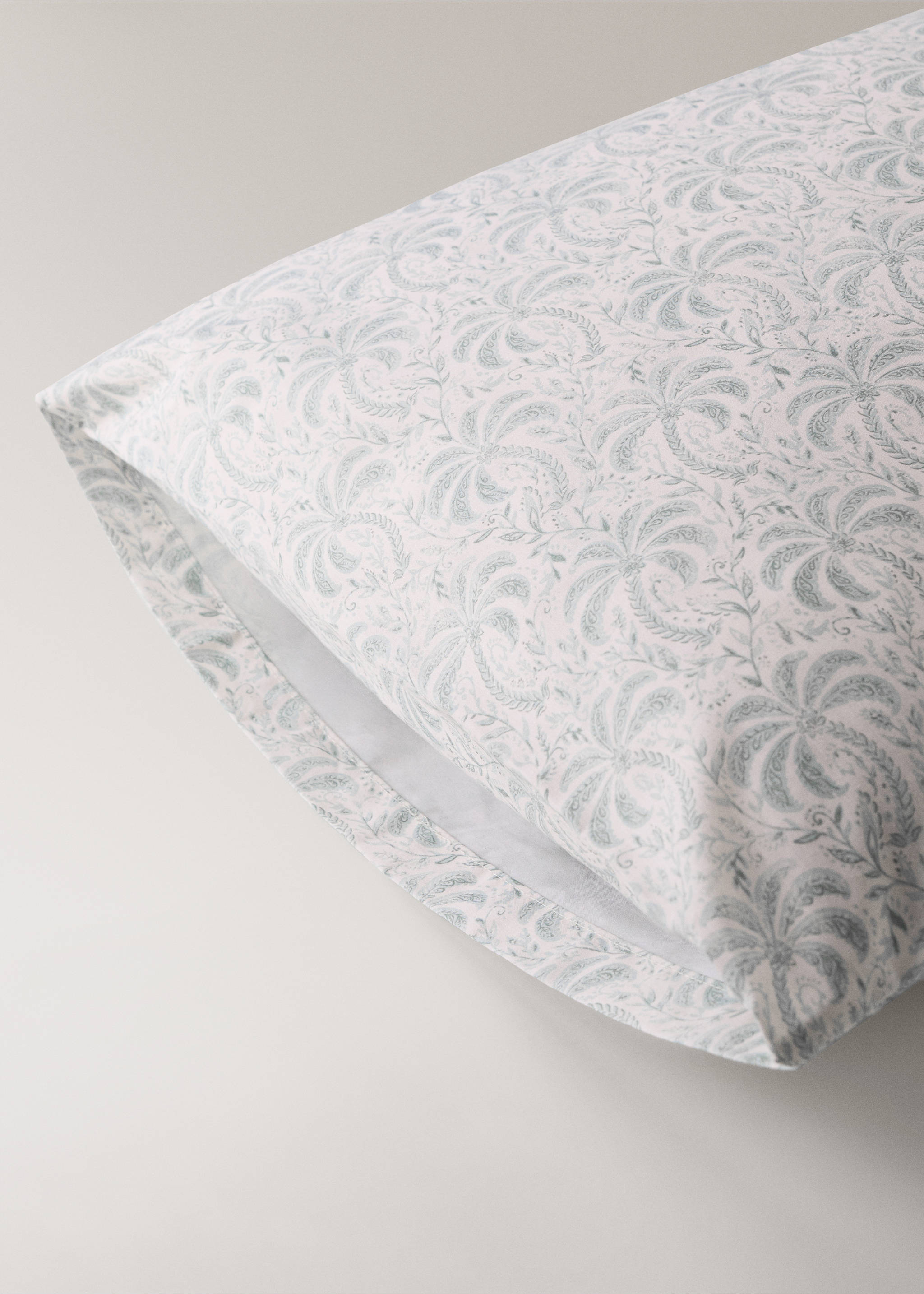 Cotton percale palm tree pillowcase 50x75 cm - Details of the article 1, Pastel Green. Ref: 27004077-00.