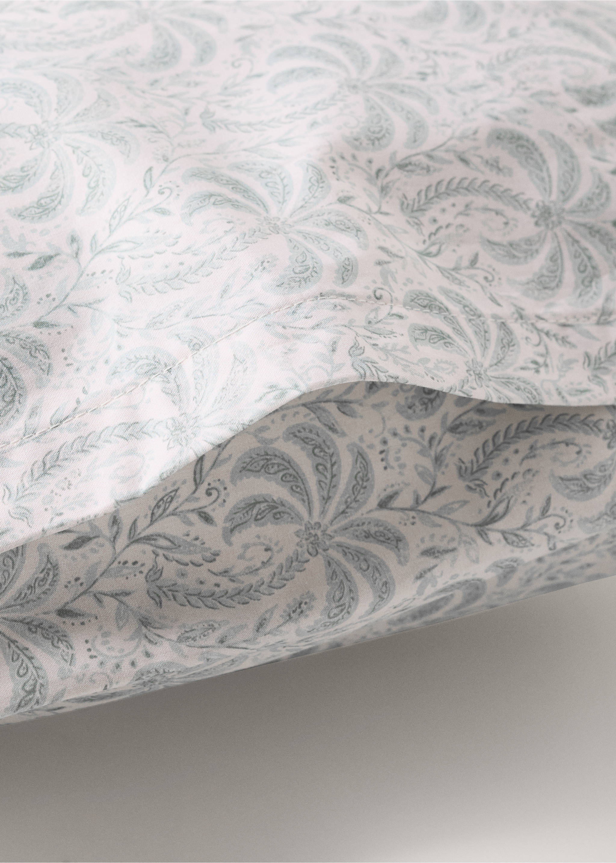 Cotton percale palm tree pillowcase 50x75 cm - Details of the article 2, Pastel Green. Ref: 27004077-00.