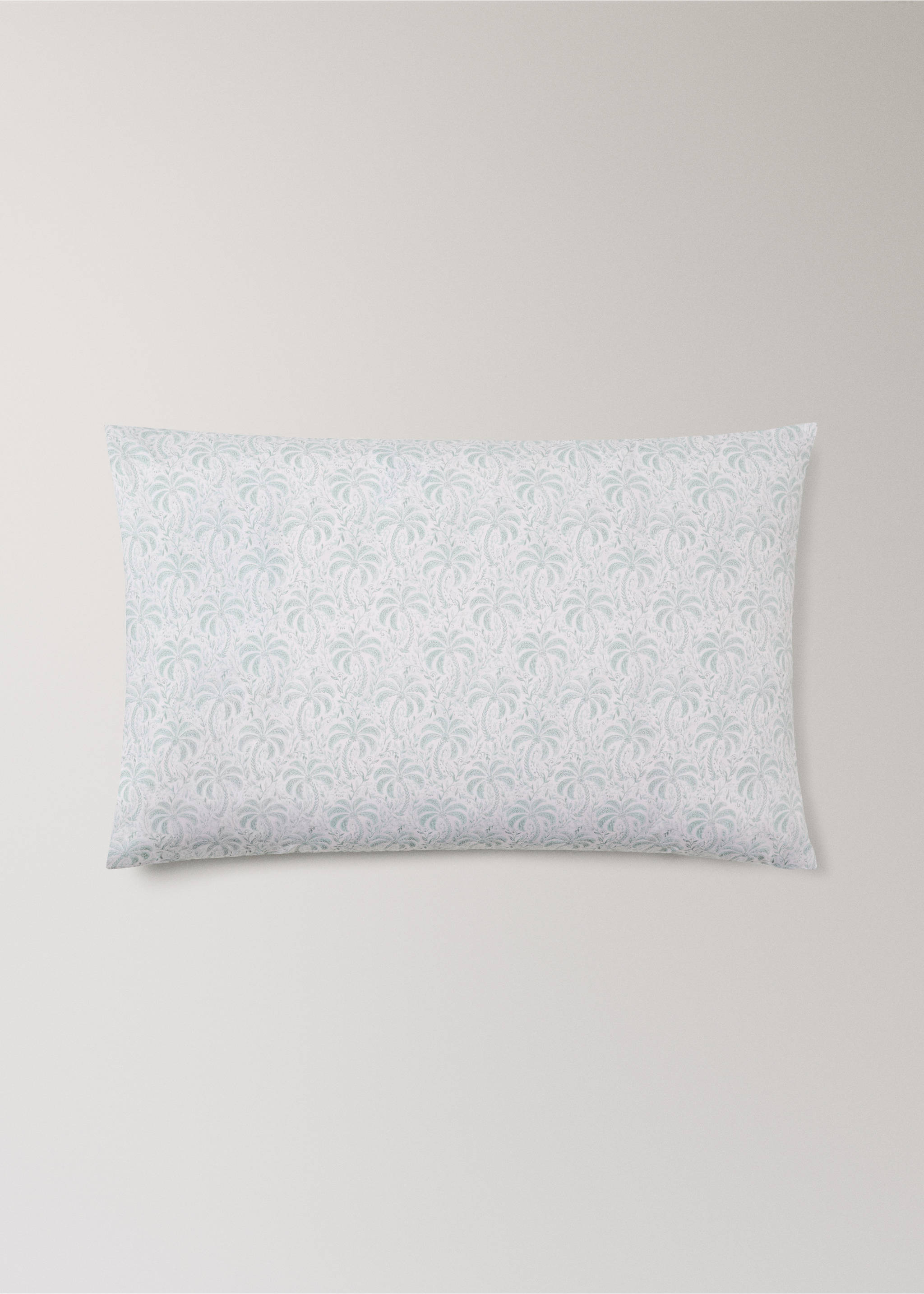 Cotton percale palm tree pillowcase 50x75 cm - Article without model, Pastel Green. Ref: 27004077-00.