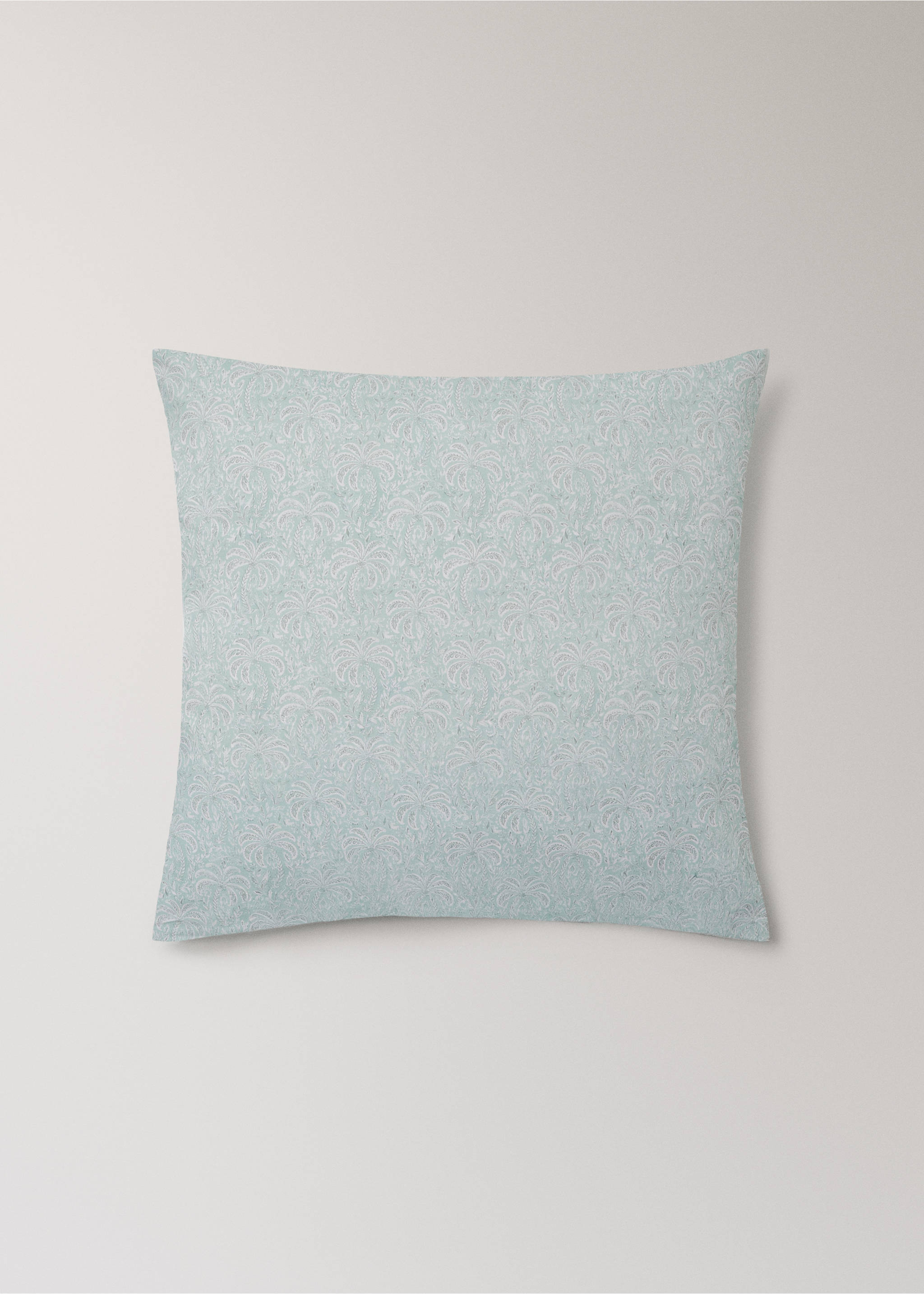 Cotton percale palm tree pillow cover 60x60 cm - Article without model, Pastel Green. Ref: 27004078-00.