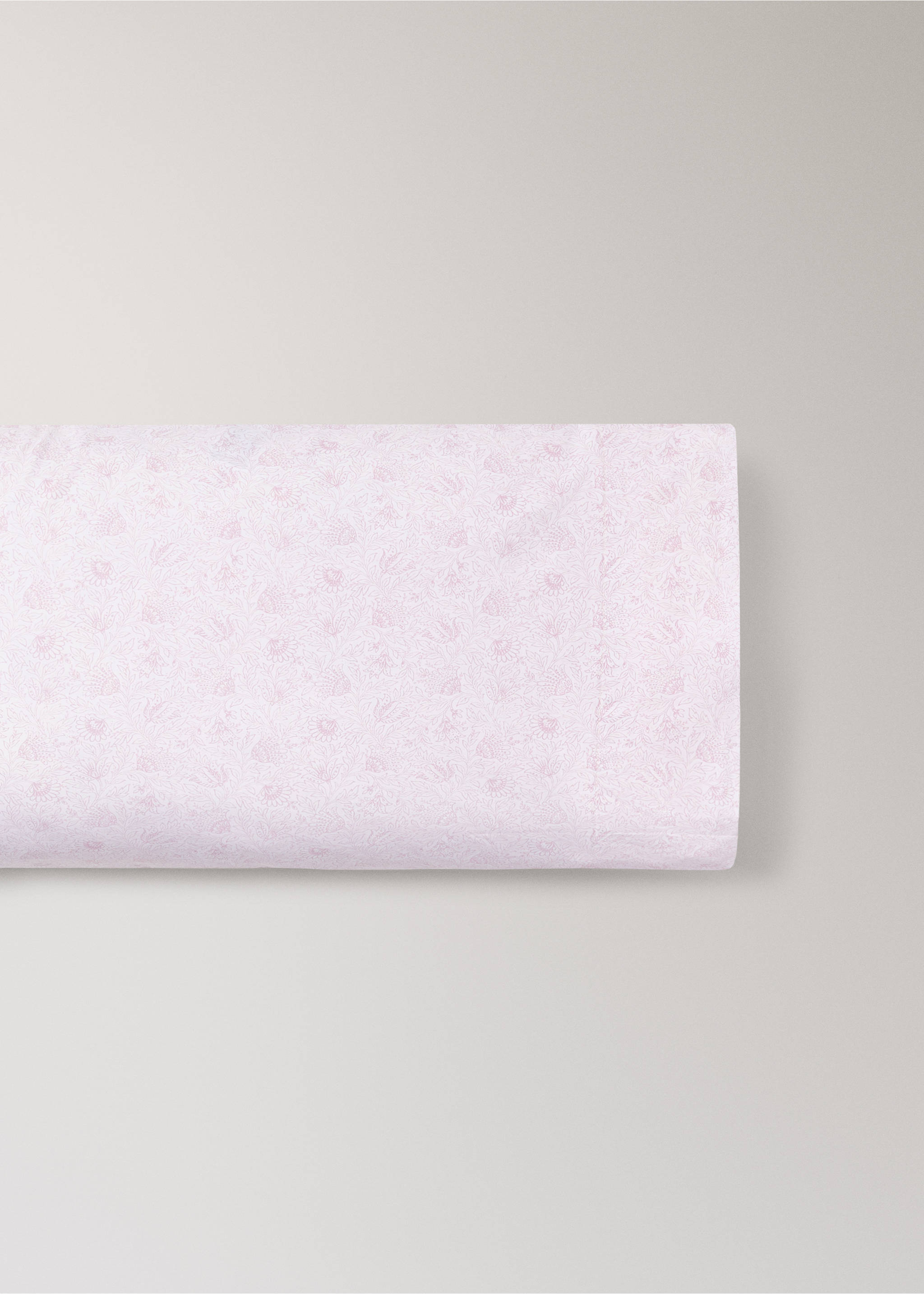 Children's pillowcase in floral cotton percale 45x110 - Article without model, Pastel Pink. Ref: 27004079-00.