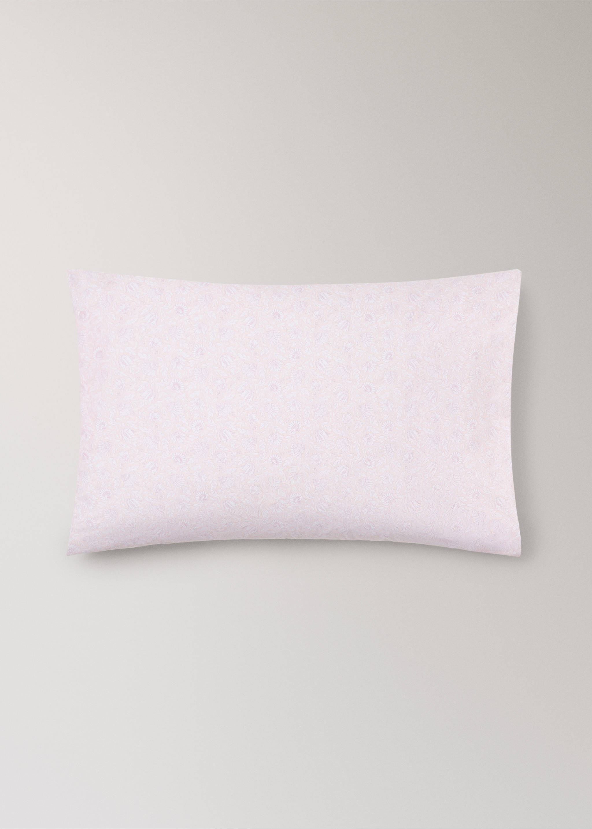 Children's pillowcase in floral cotton percale 50x75 - Article without model, Pastel Pink. Ref: 27004080-00.