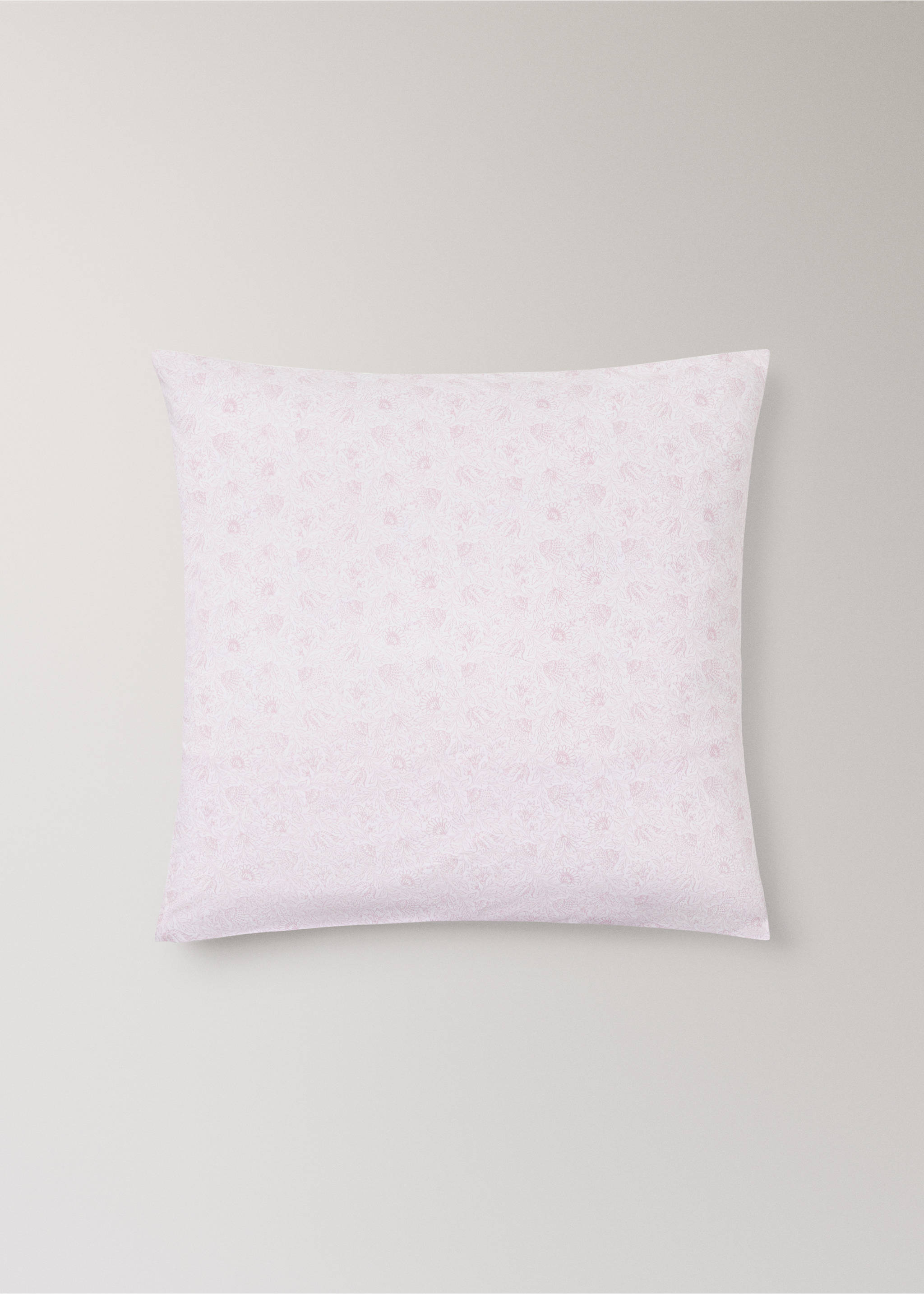Children's pillowcase in cotton percale with floral pattern 60x60 - Article without model, Pastel Pink. Ref: 27004081-00.