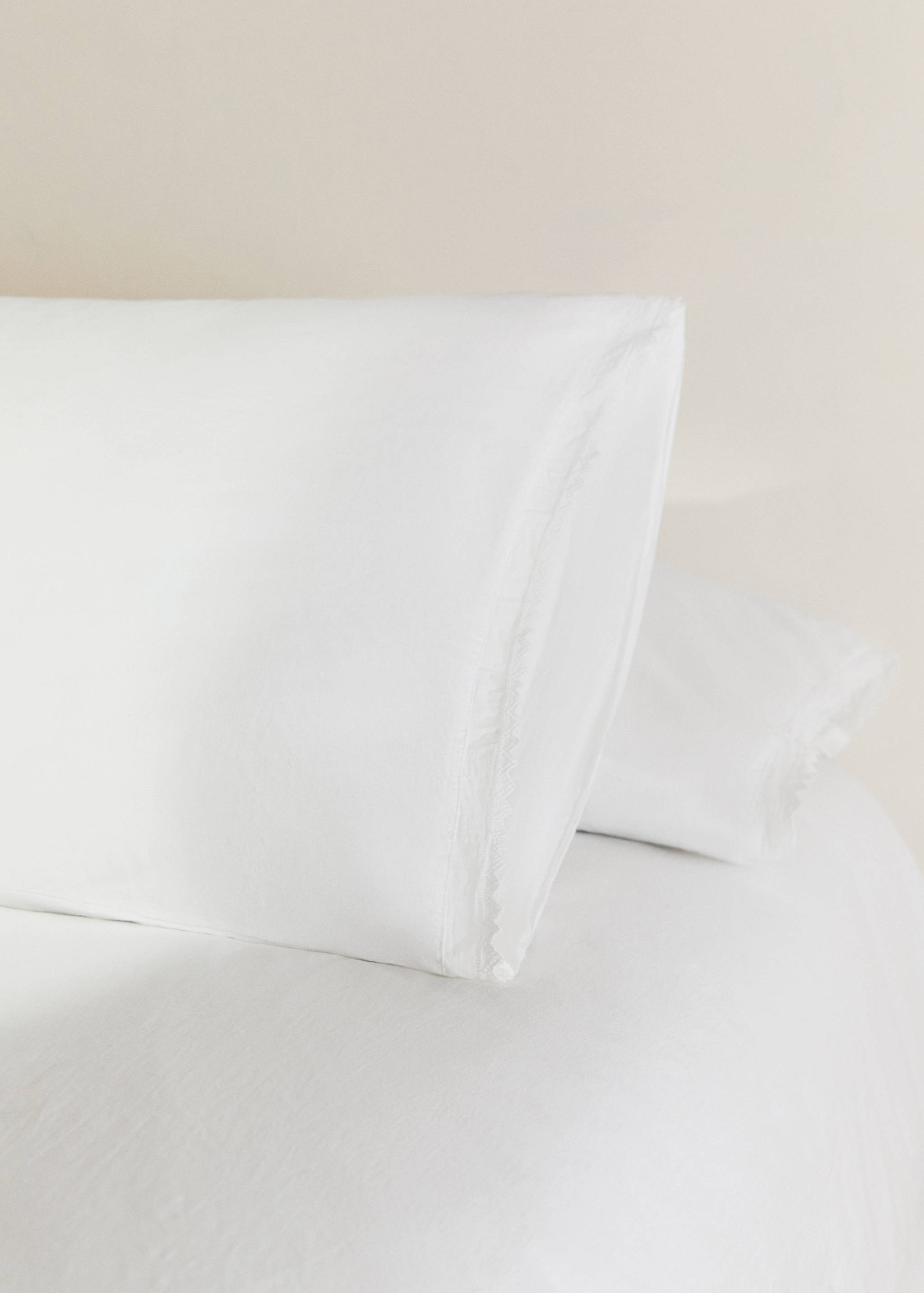 Cot bed pillowcase percal garment-washed - General plane