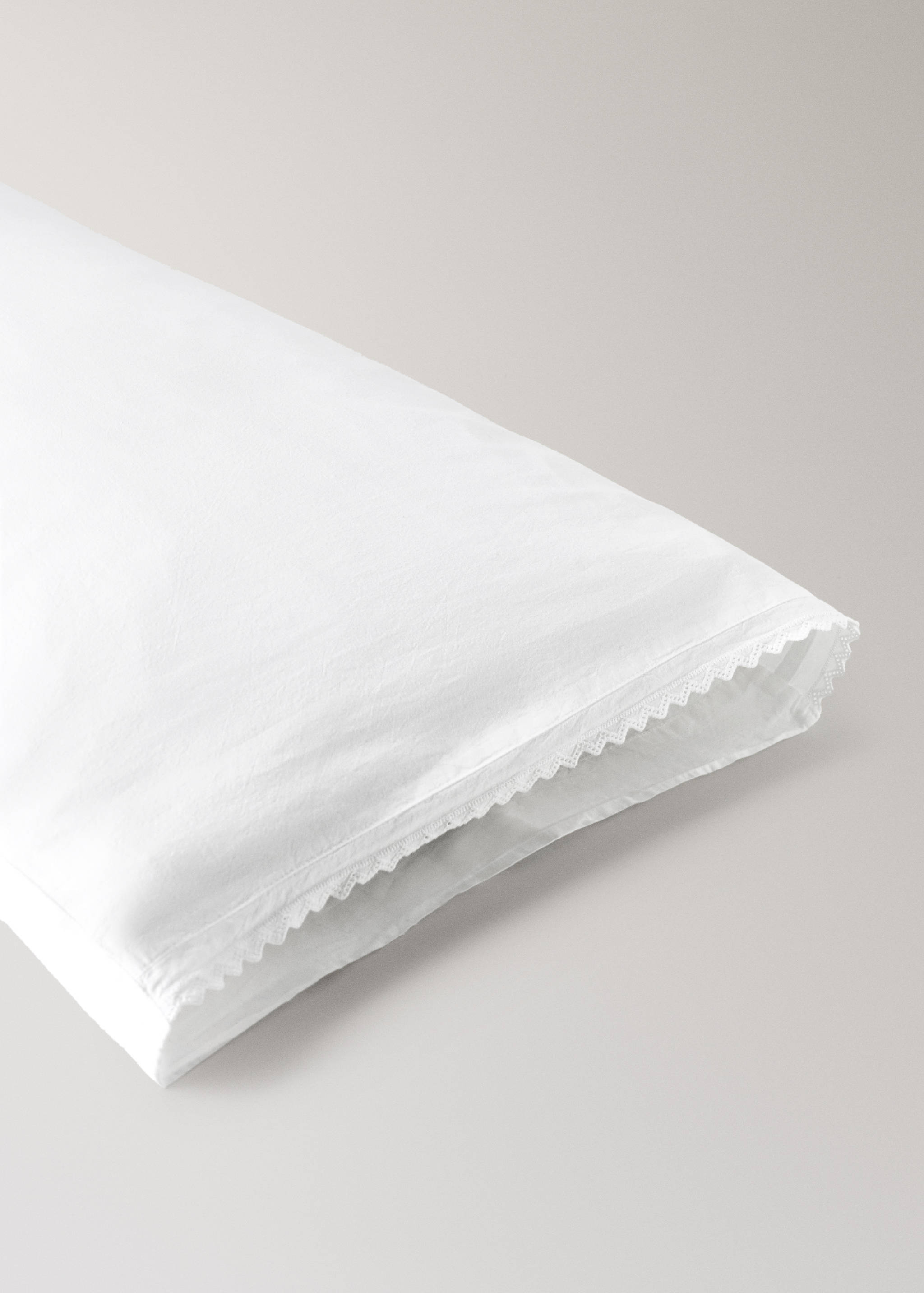 Cot bed pillowcase percal garment-washed - Details of the article 2