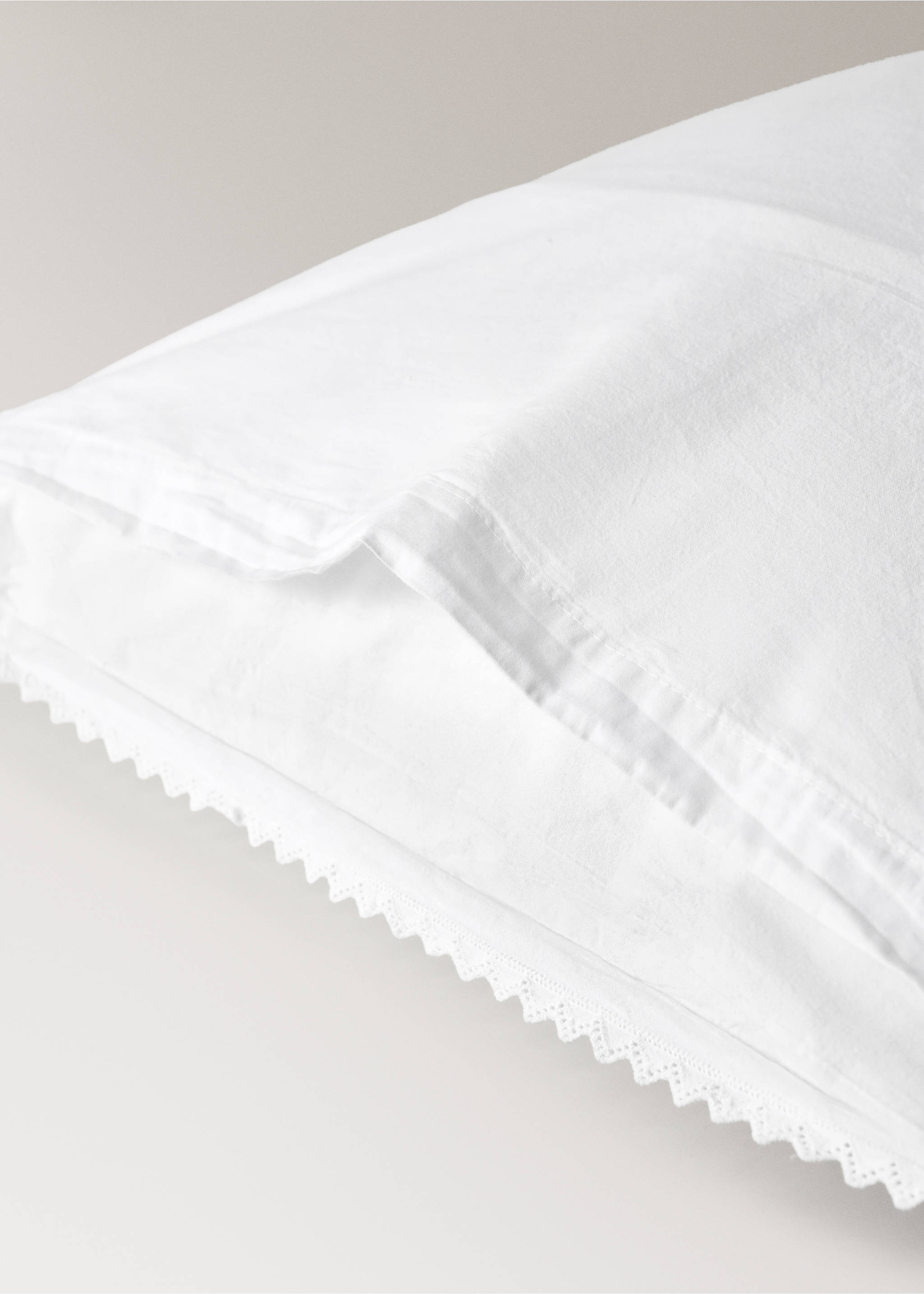 Children's pillowcase percal garment-washed 50X75 cm - Details of the article 1, White. Ref: 27004083-00.