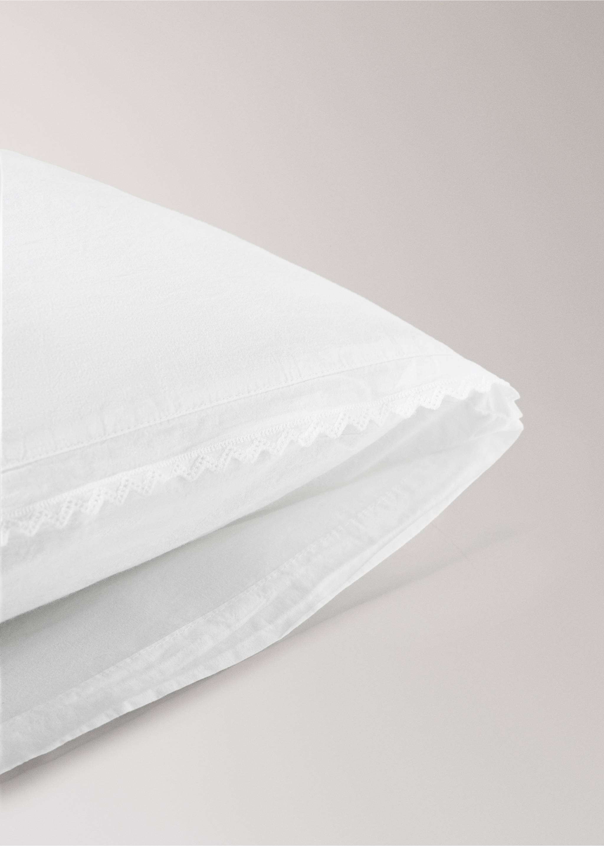 Children's pillowcase percal garment-washed 50X75 cm - Details of the article 2, White. Ref: 27004083-00.