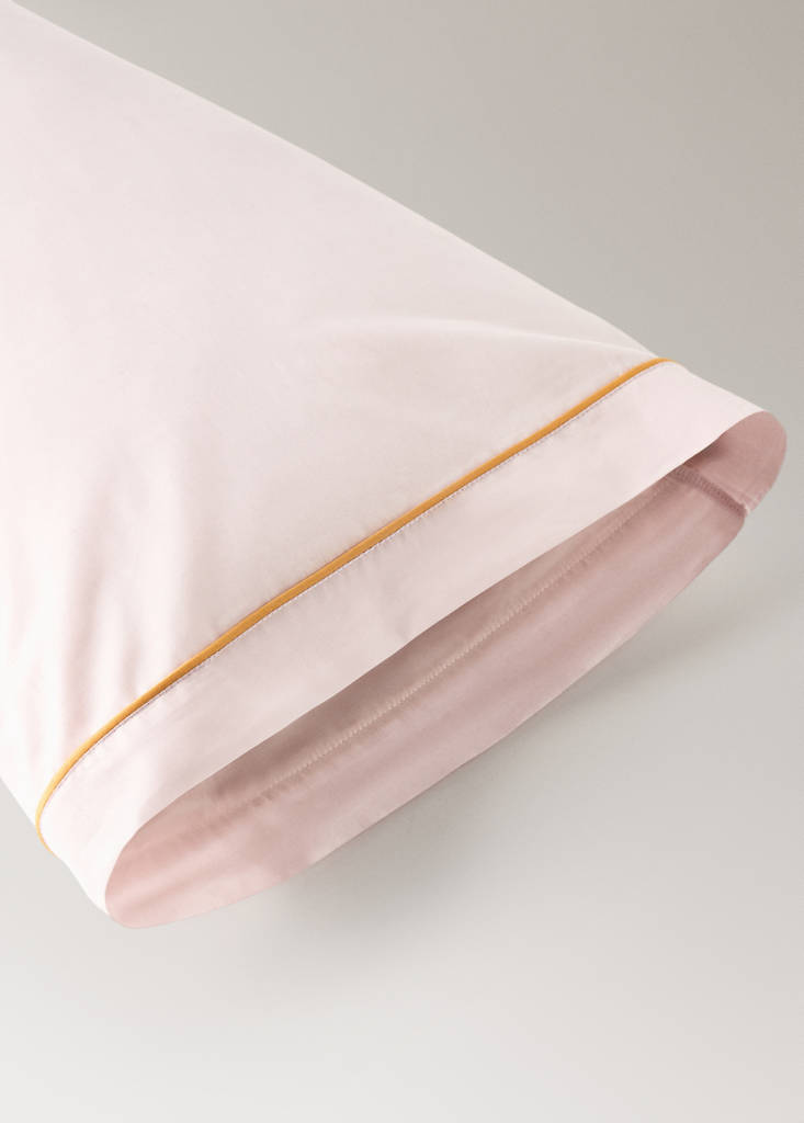 Reversible percale cotton children's pillowcase with contrast piping 45x110 cm — Light/Pastel Purple