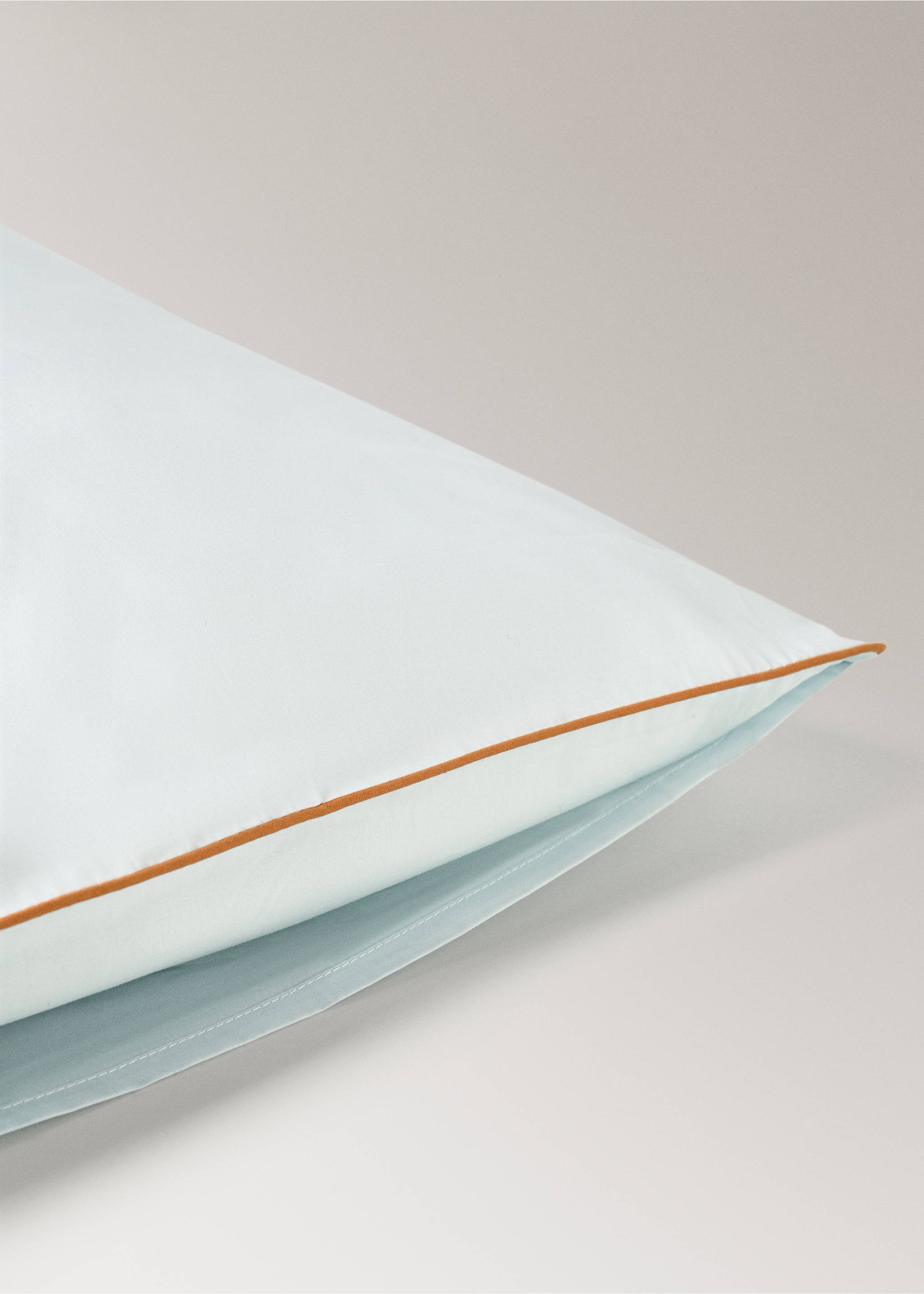 Wendbarer Kopfkissenbezug aus Baumwoll-Perkal mit Kontrastpaspel, 50 x 75 cm - Detail des Artikels 1, Wassergrün. Ref: 27004085-00.