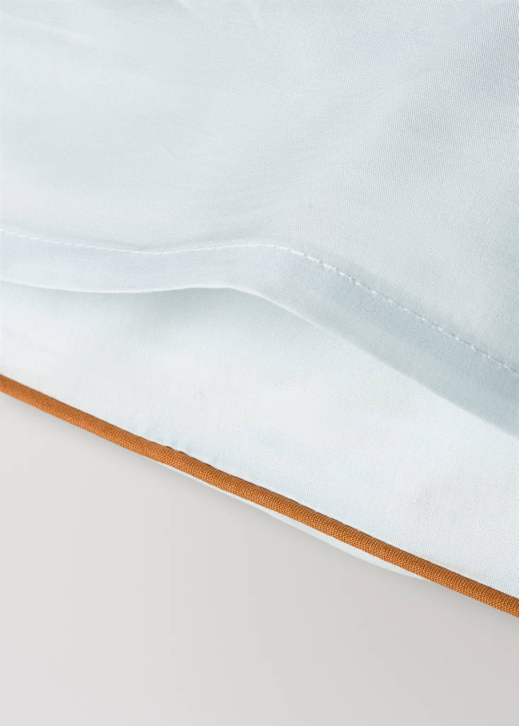 Reversible percale cotton pillowcase with contrasting piping 50x75 cm — Aqua Green