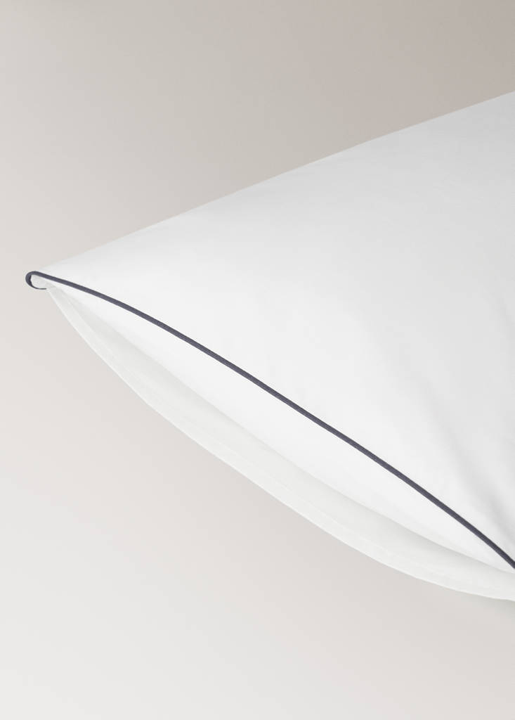 Reversible percale cotton pillowcase with contrasting piping 50x75 cm — Sky Blue
