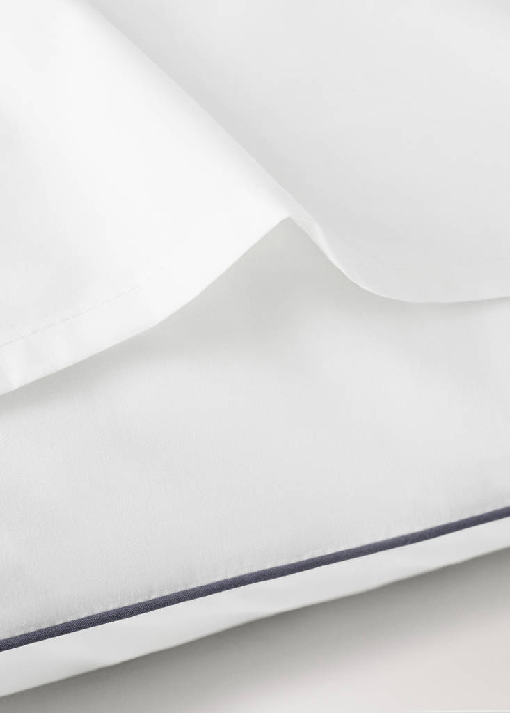 Reversible percale cotton pillowcase with contrasting piping 50x75 cm — Sky Blue