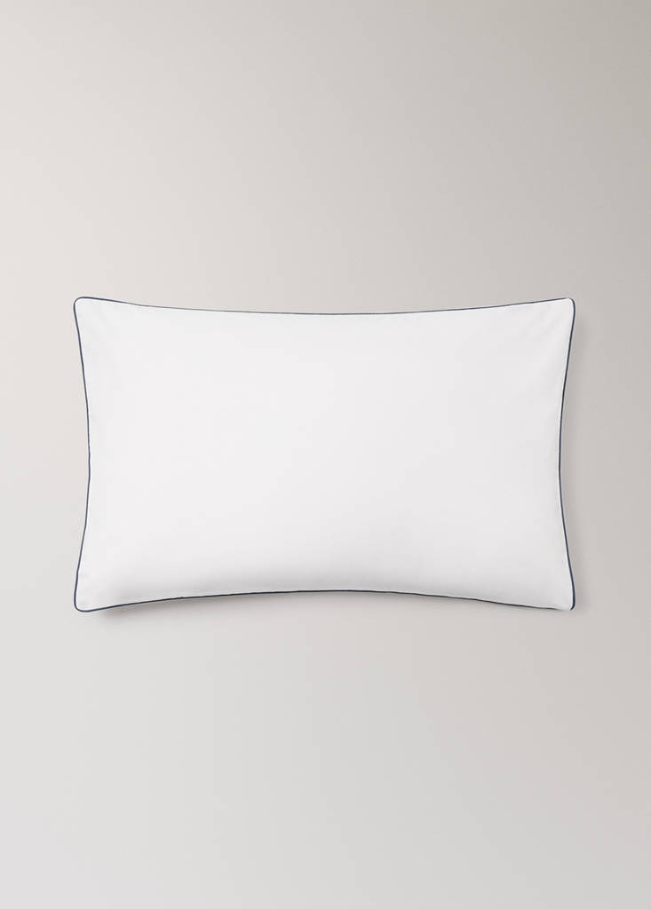 Reversible percale cotton pillowcase with contrasting piping 50x75 cm — Sky Blue
