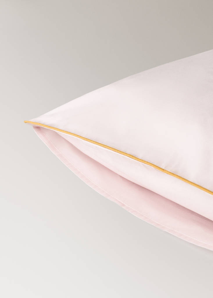 Reversible percale cotton pillowcase with contrasting piping 50x75 cm — Light/Pastel Purple