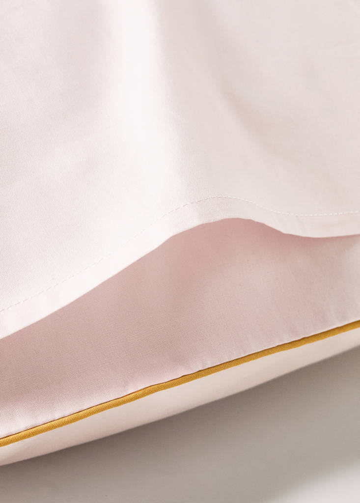 Reversible percale cotton pillowcase with contrasting piping 50x75 cm — Light/Pastel Purple