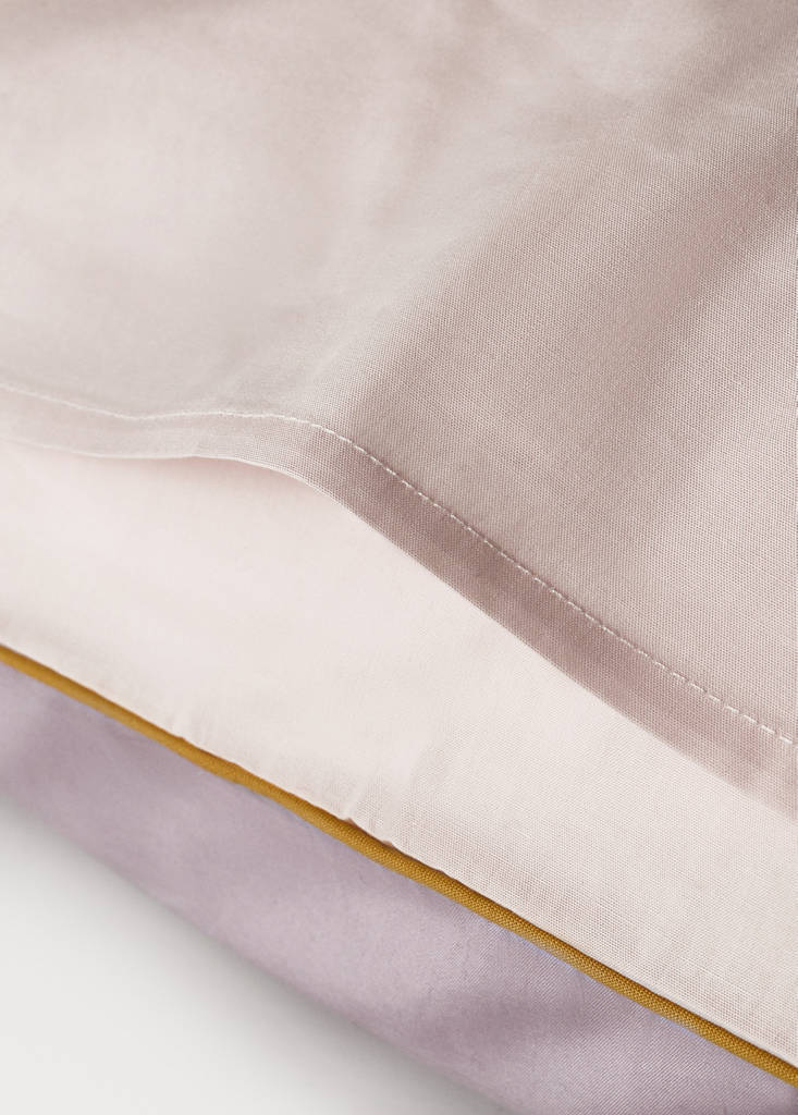 Reversible percale cotton pillowcase with contrasting piping 60x60 cm — Light/Pastel Purple