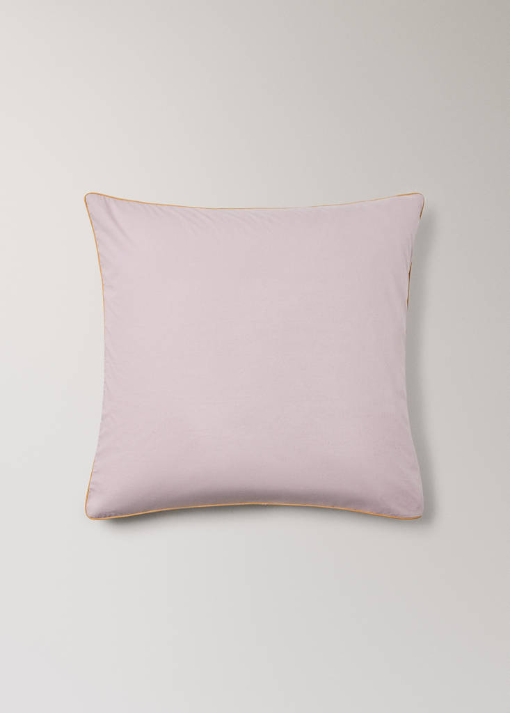 Reversible percale cotton pillowcase with contrasting piping 60x60 cm — Light/Pastel Purple