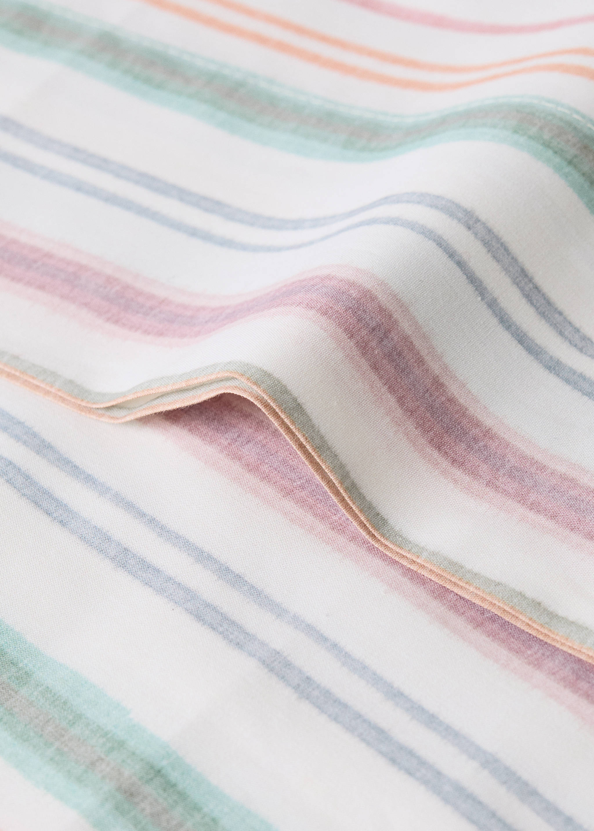 Multicoloured striped percale cotton pillowcase 45x110 cm - Details of the article 2