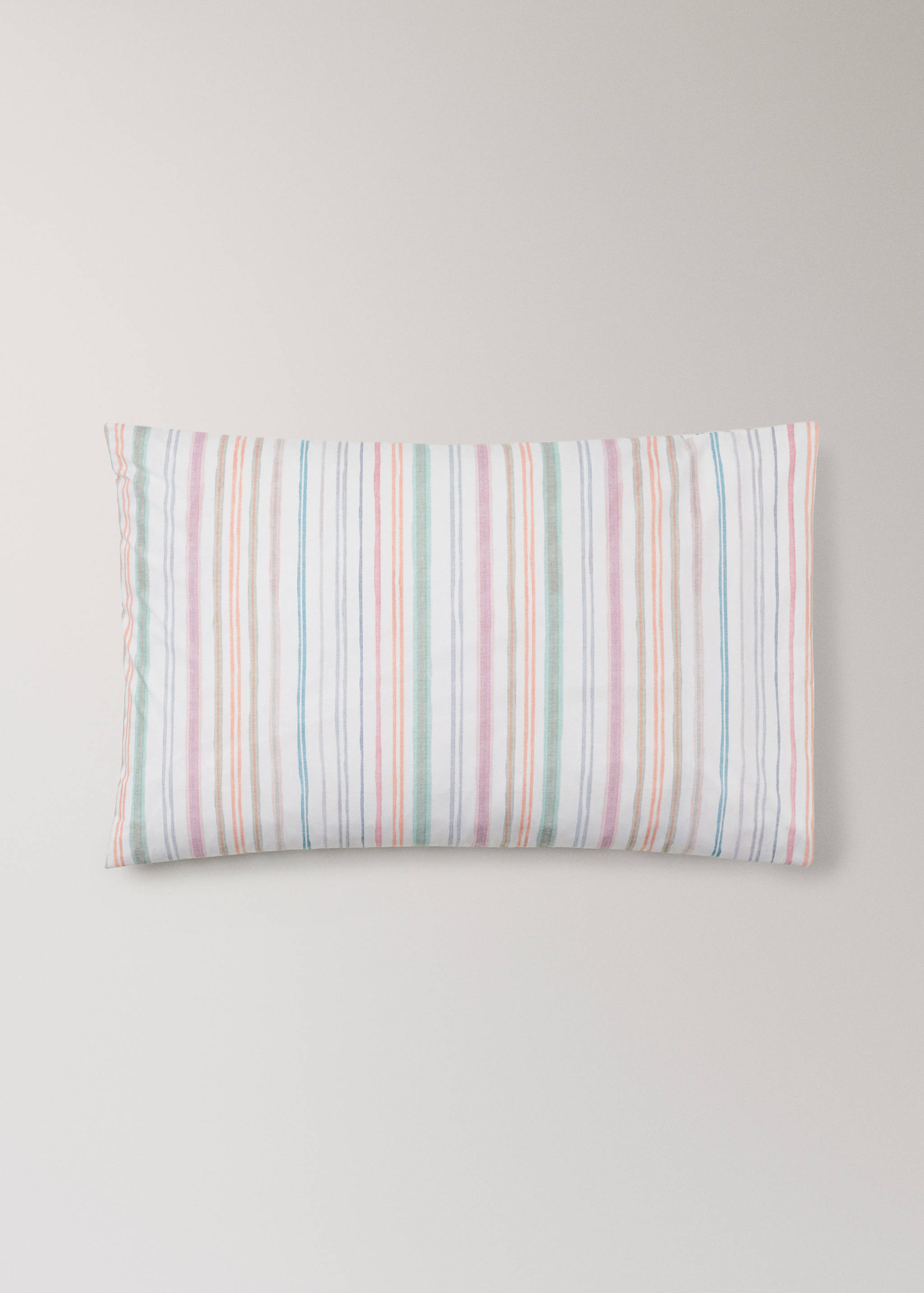 Multicoloured striped percale cotton pillowcase 50x75 cm - Article without model