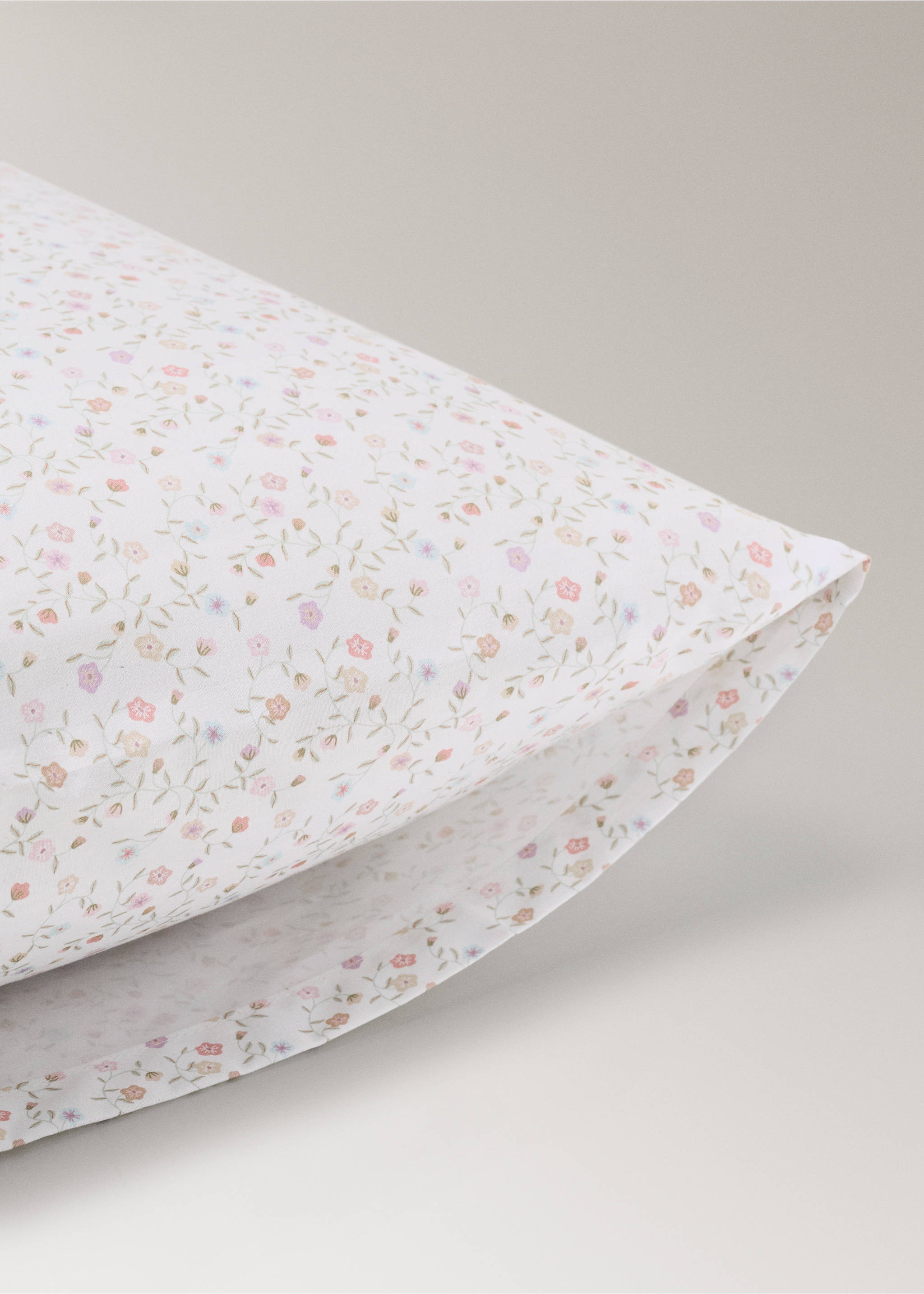 Children's cotton floral pillowcase 50x75 cm - Details of the article 1, Pink. Ref: 27004091-00.