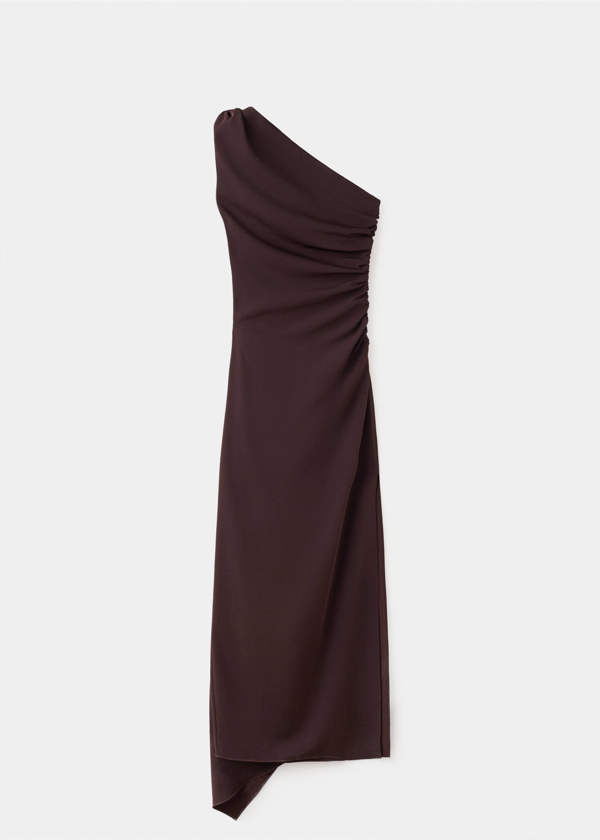 Asymmetrical dress with scarf - Article without model, Chocolate. Ref: 27004093-00.