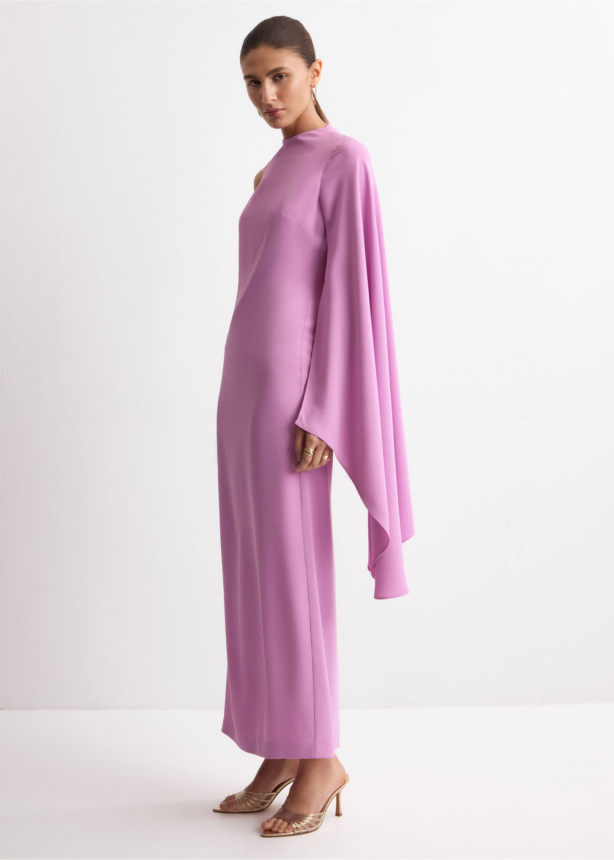 Asymmetric cape long dress - General plane, Light/Pastel Purple. Ref: 27004094-00.