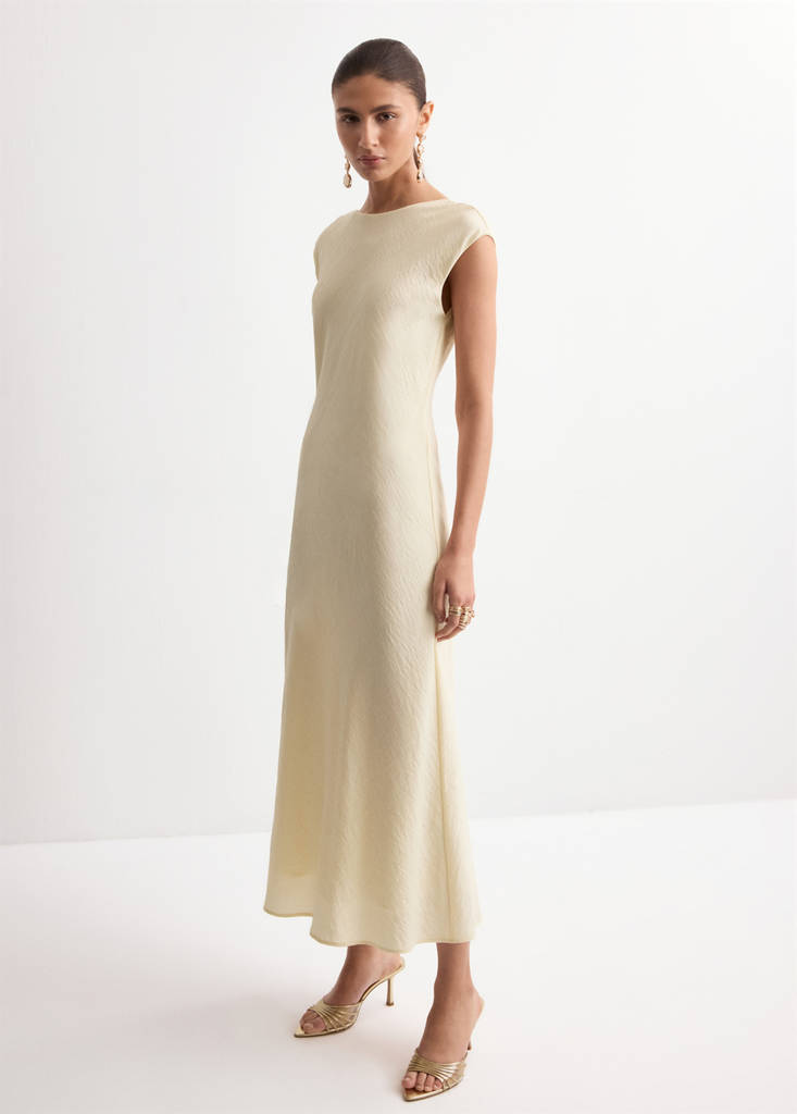 Open-back textured dress — Ecru