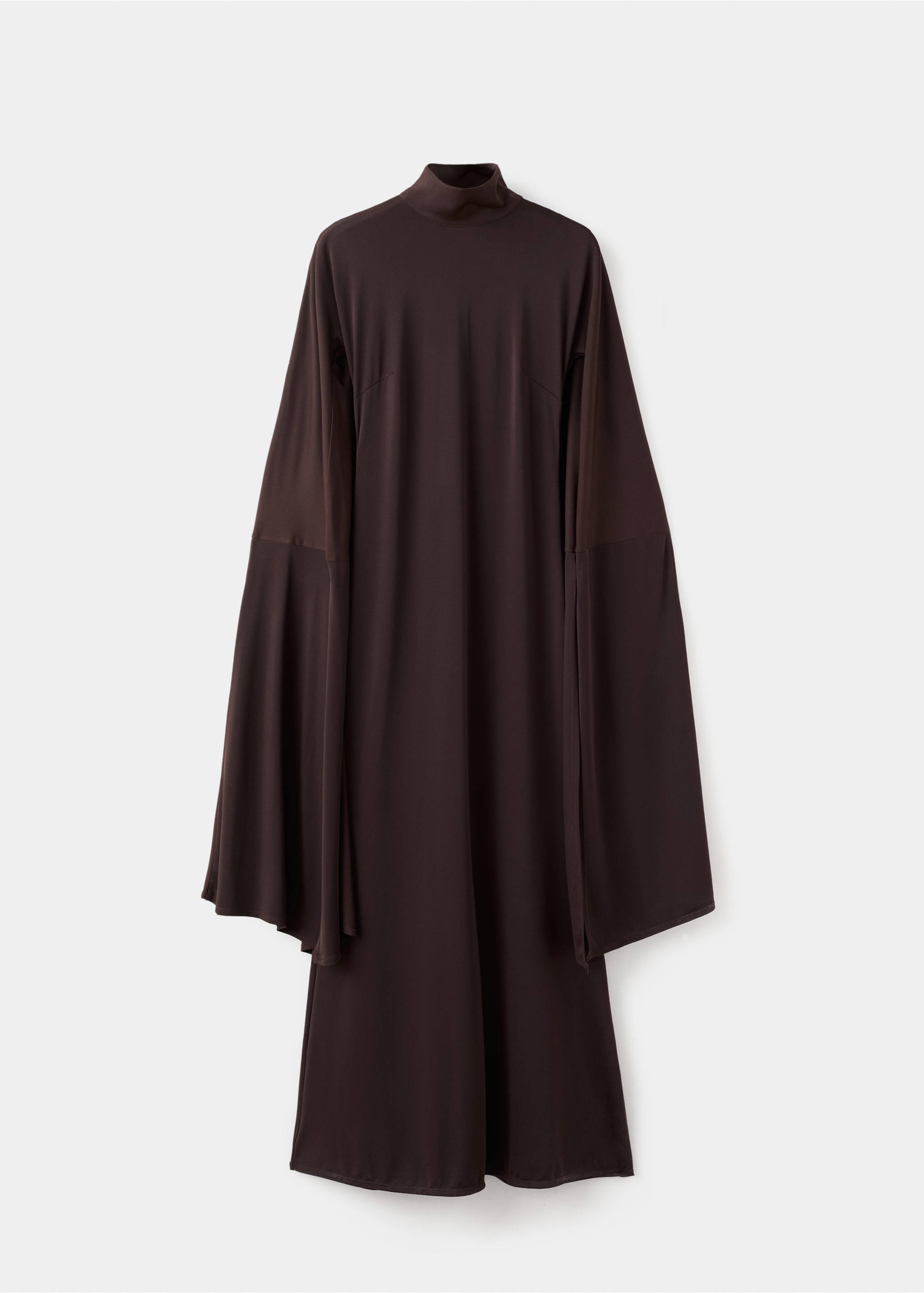 Long-sleeved slit dress - Article without model, Chocolate. Ref: 27004096-00.