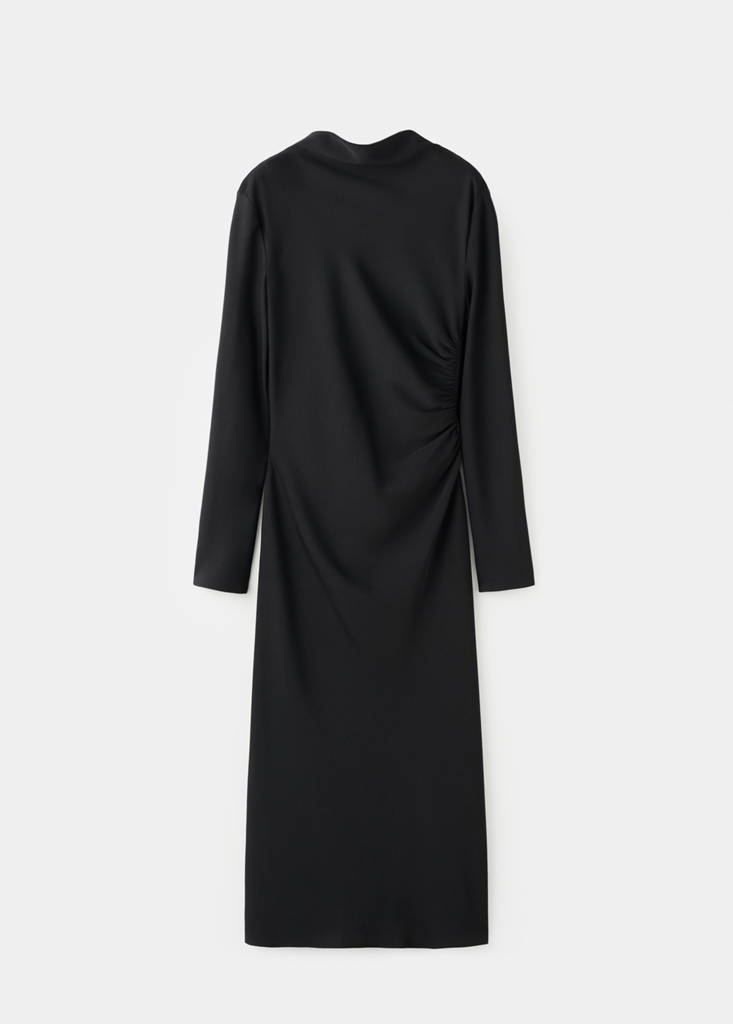 Ruched midi dress — Black