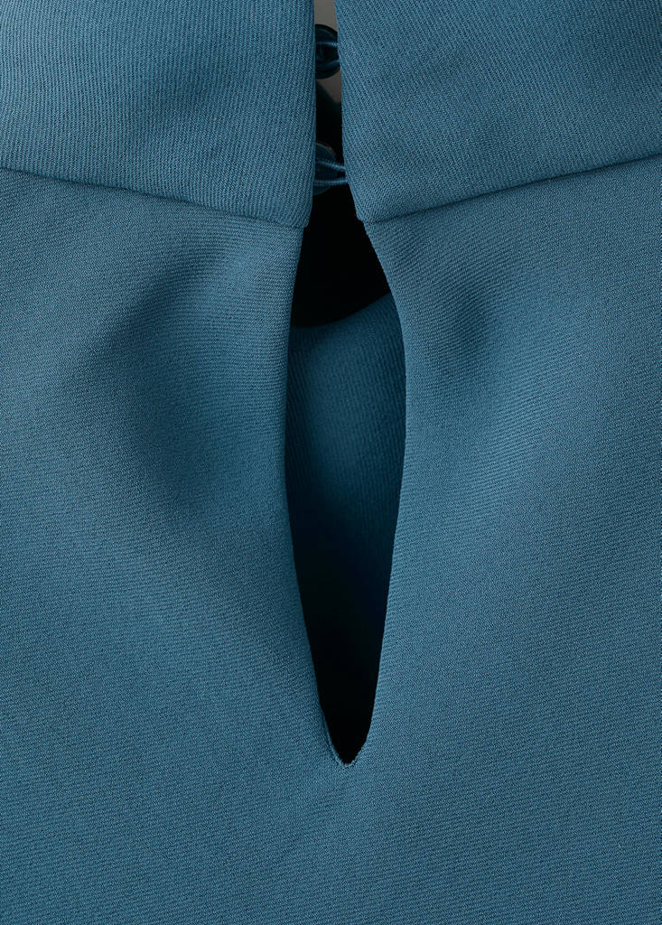 Long dress with draped neck — Blue