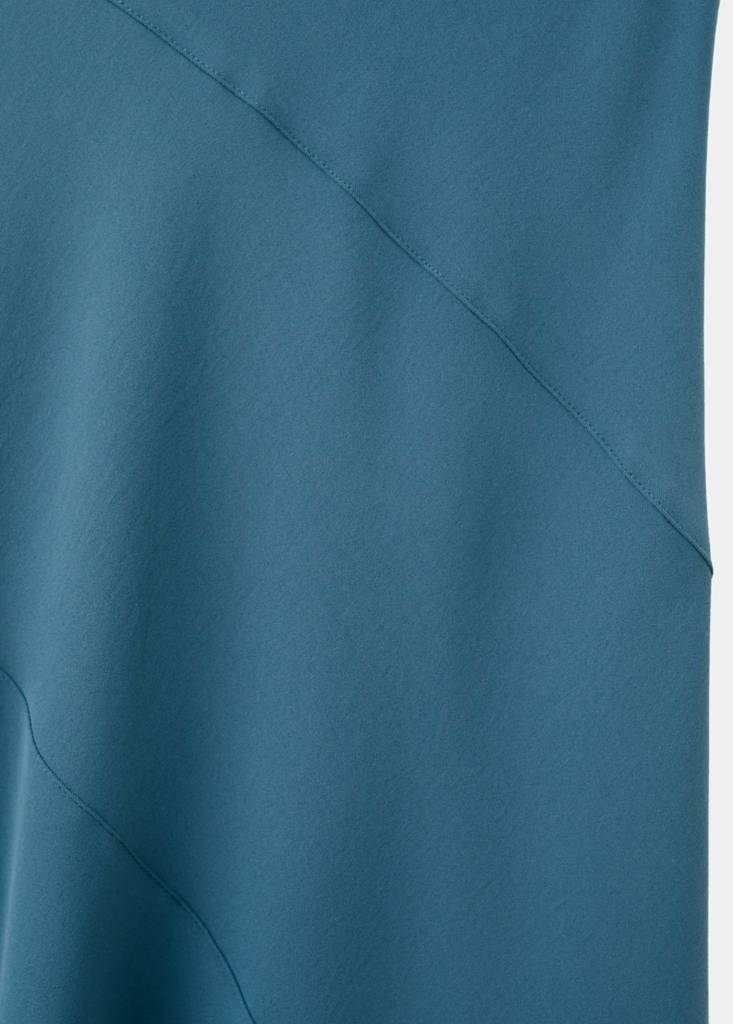 Long dress with draped neck — Blue