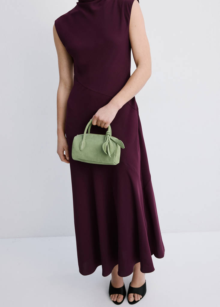 Long dress with draped neck — Wine