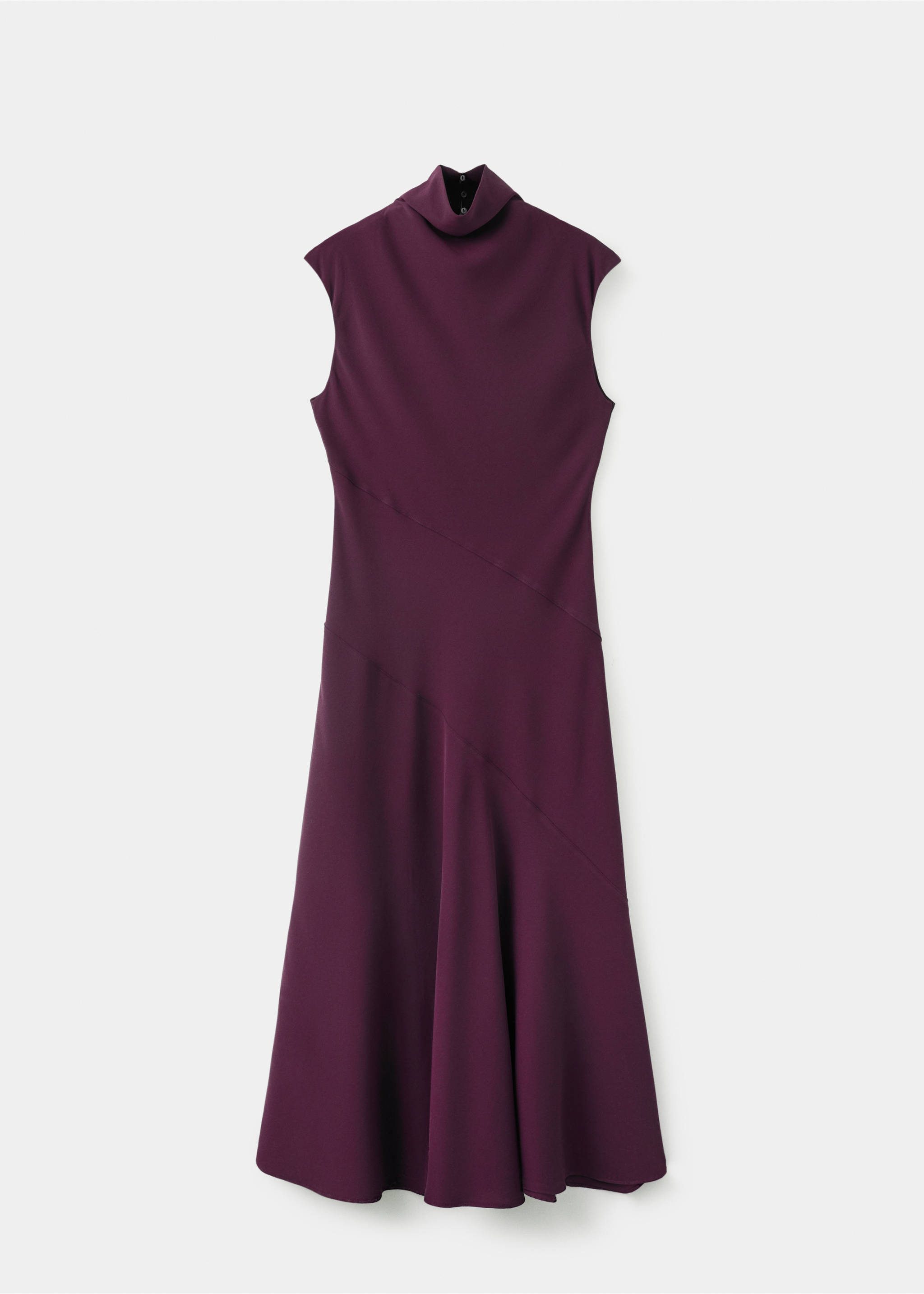 Long dress with draped neck - Article without model, Wine. Ref: 27004100-00.