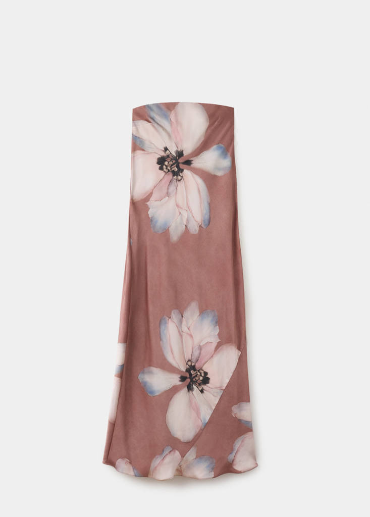 Strapless floral dress — Pastel Pink