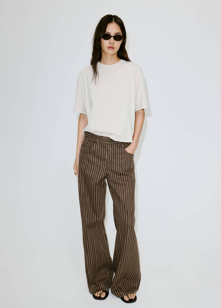 Wide leg striped jeans — Chocolate