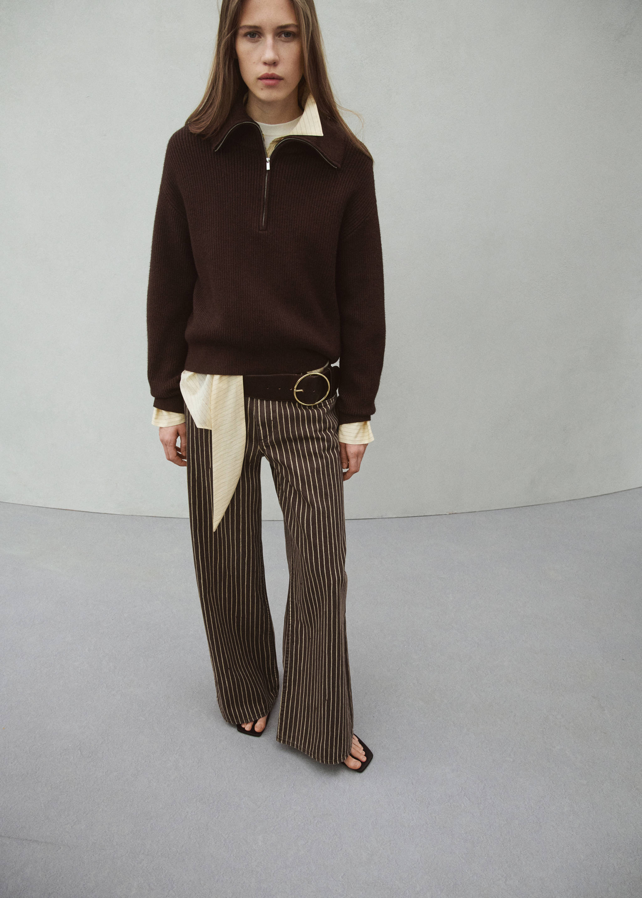 Wide leg striped jeans - General plane