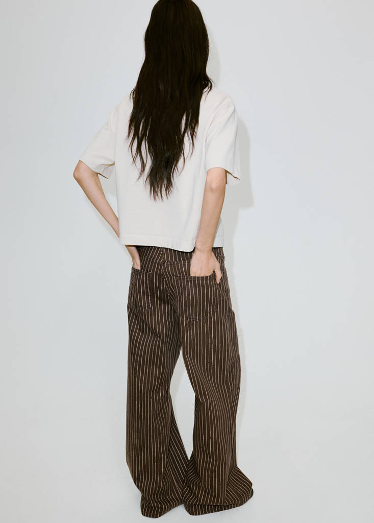 Wide leg striped jeans — Chocolate