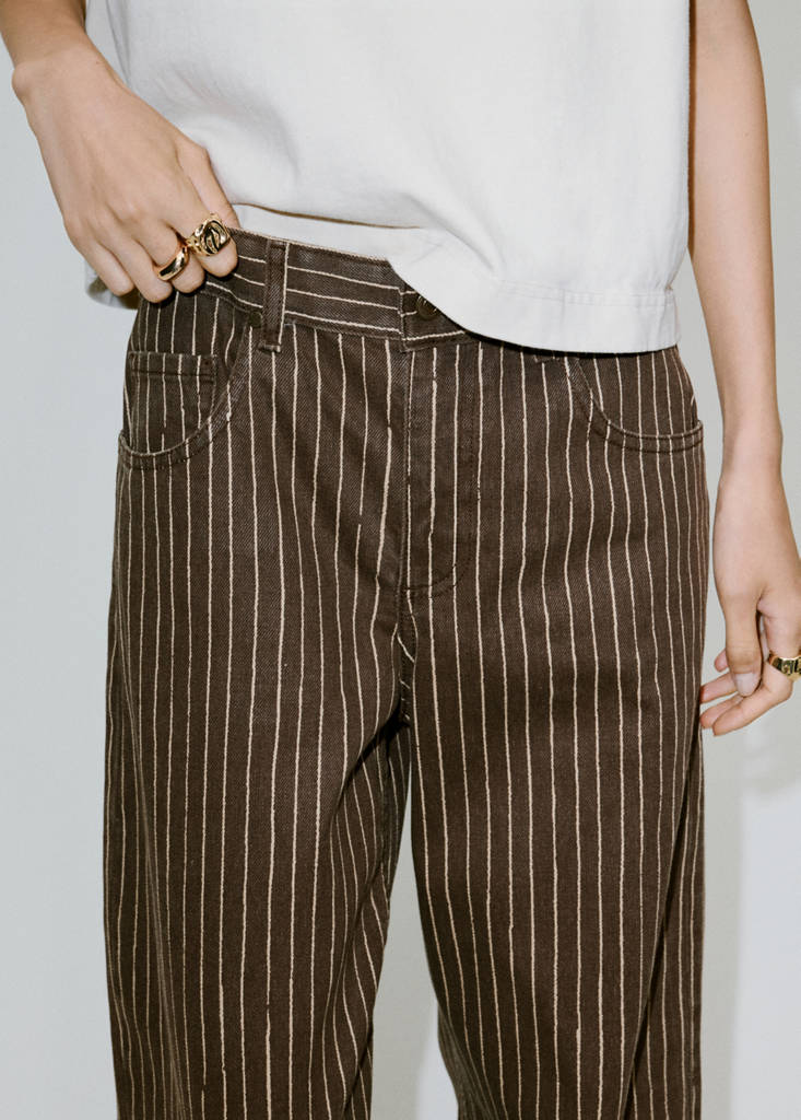 Wide leg striped jeans — Chocolate