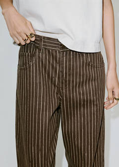 Wide leg striped jeans — Chocolate 4