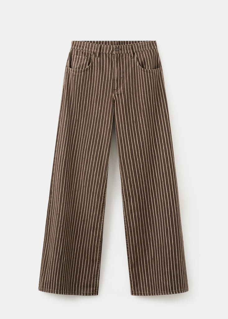 Wide leg striped jeans — Chocolate