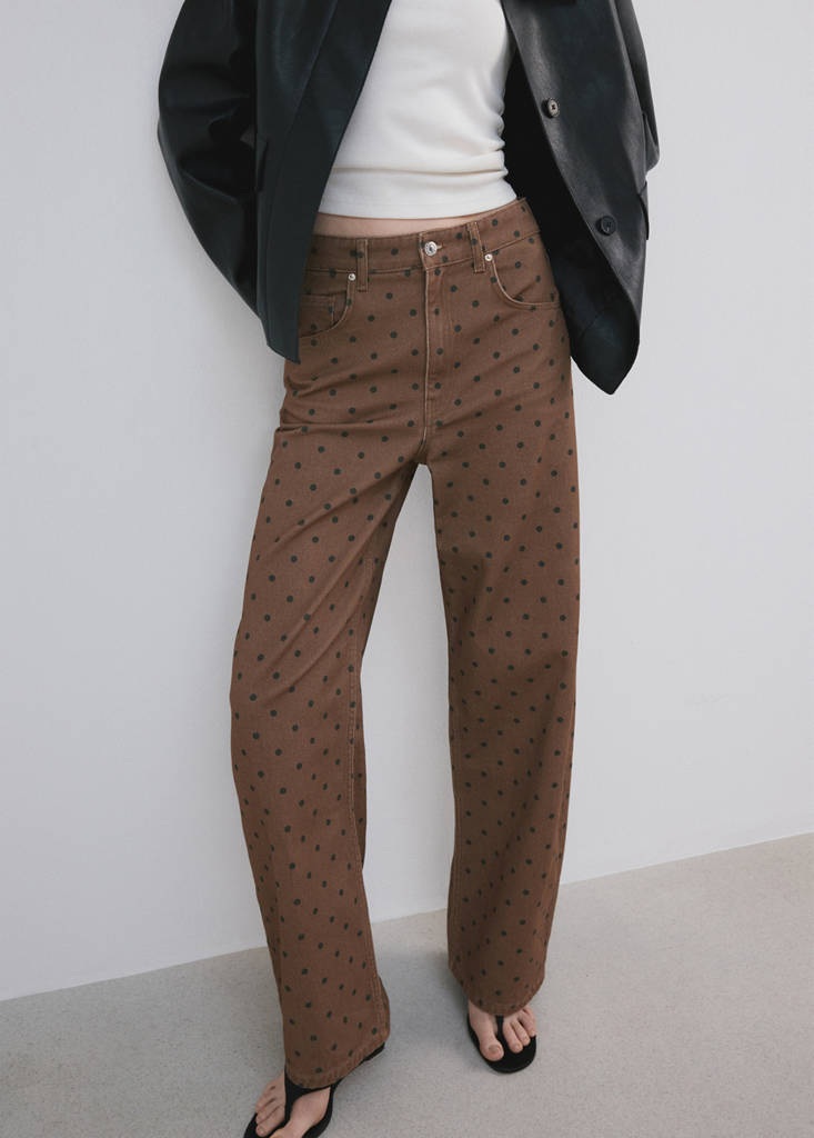 Polka dot balloon jeans — Chocolate