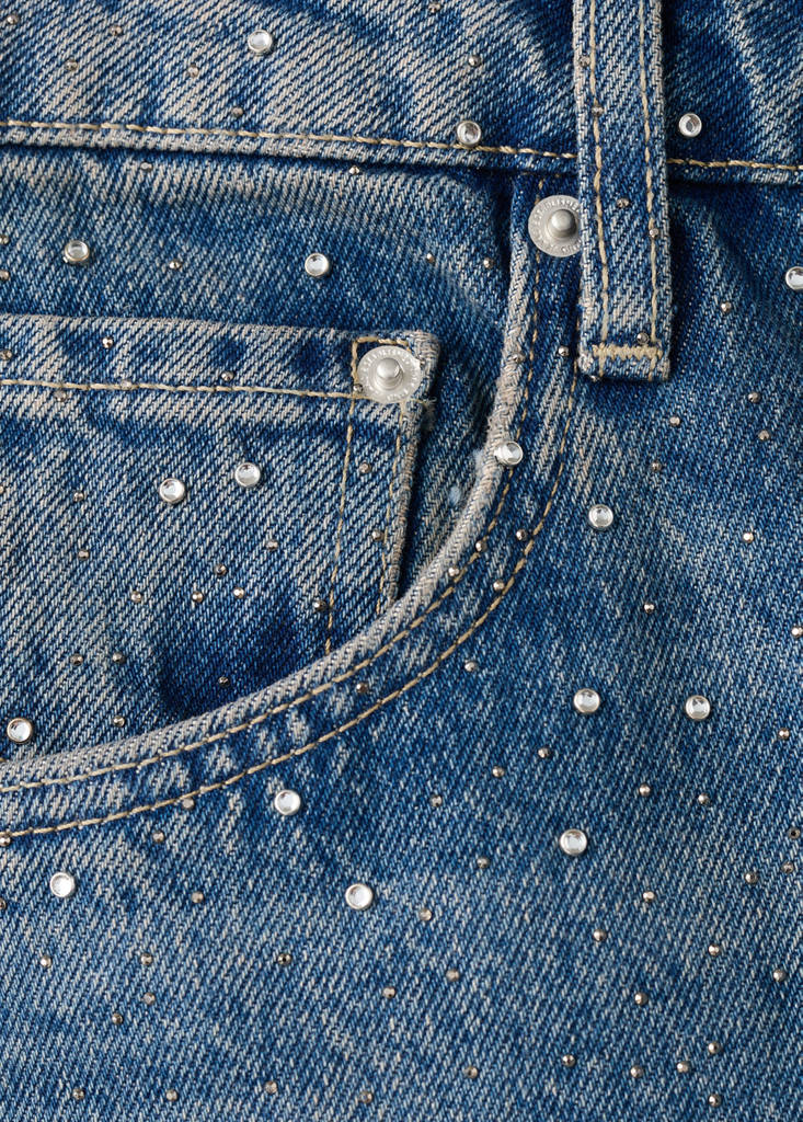 Wide leg jeans with rhinestones — Medium Blue