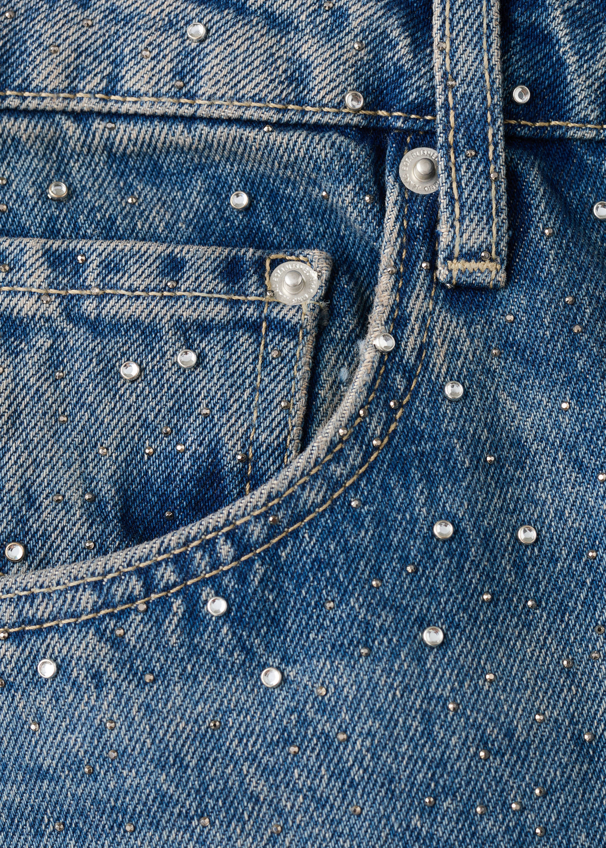 Wide leg jeans with rhinestones - Details of the article 0