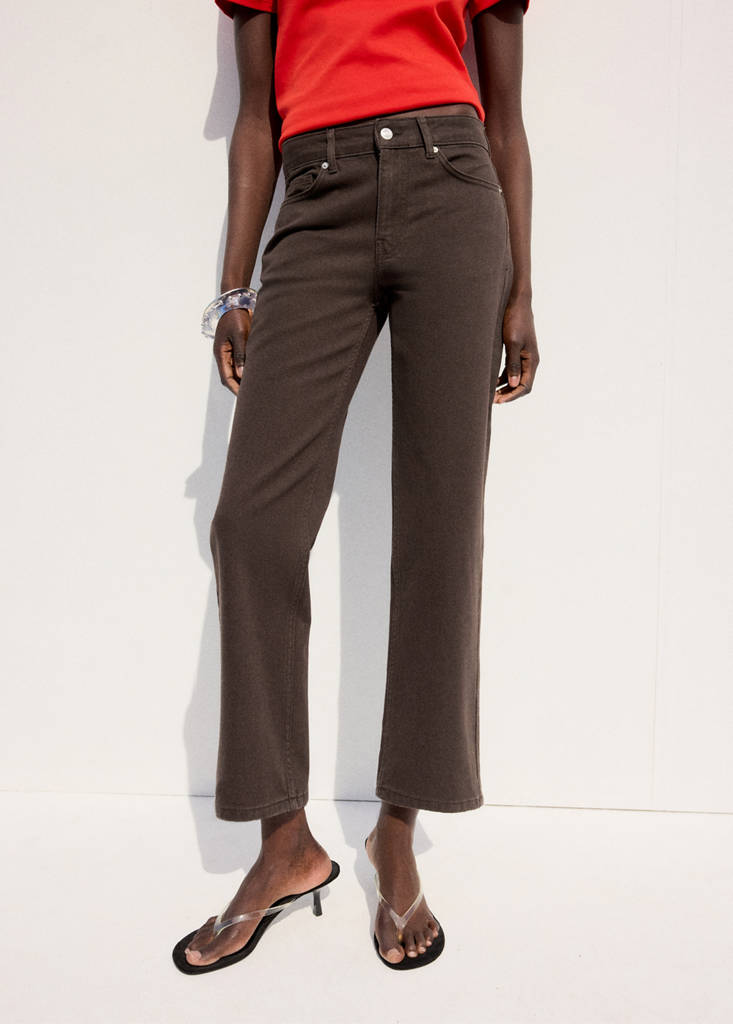 Mid-rise straight jeans — Chocolate