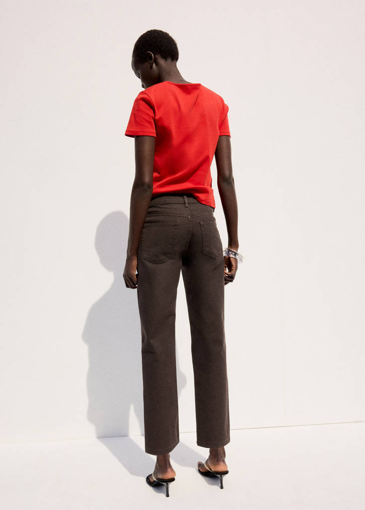 Mid-rise straight jeans — Chocolate