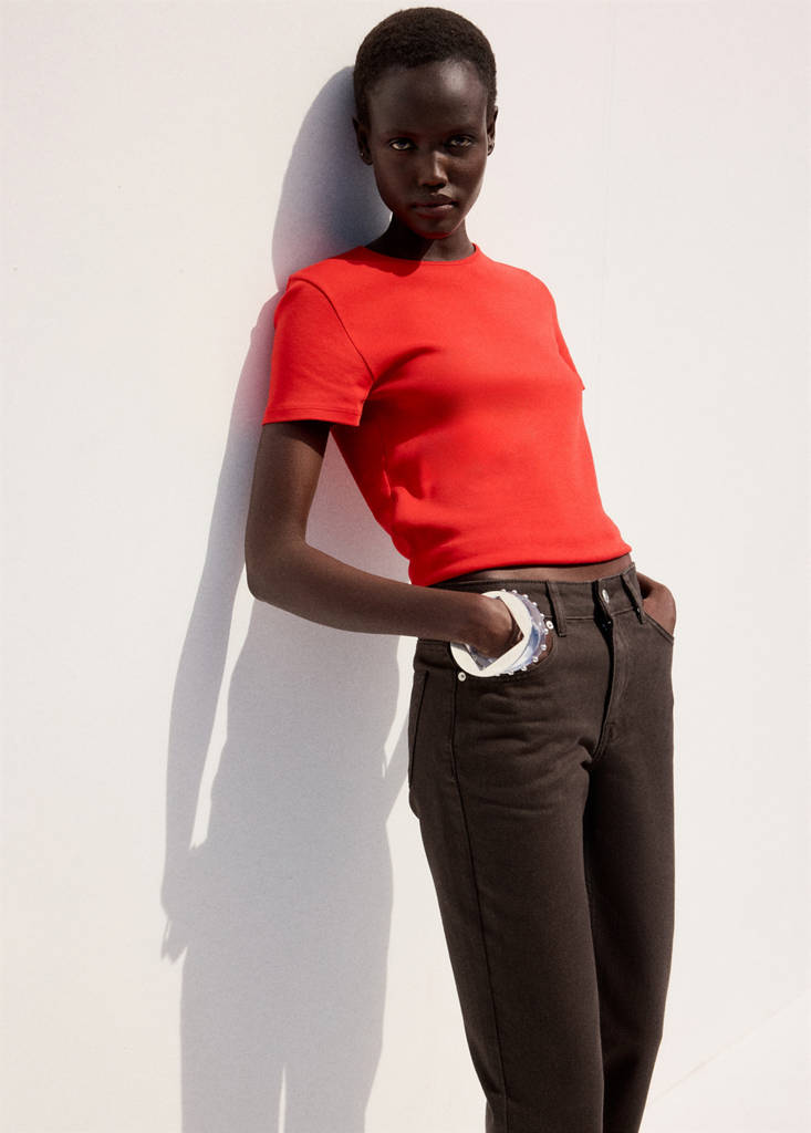 Mid-rise straight jeans — Chocolate
