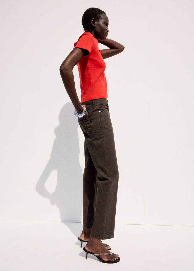 Mid-rise straight jeans — Chocolate