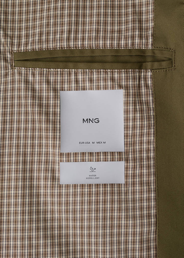 Water-repellent jacket with hidden zip — Olive Green